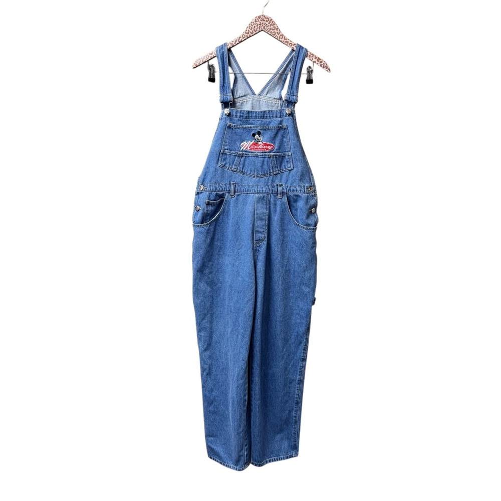 Vintage 90s Mickey Unlimited Denim Jean Carpenter Overalls Blue Large